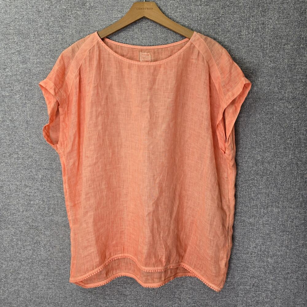 120% LINO FADED LINEN BLOUSE, SIZE 46 L *